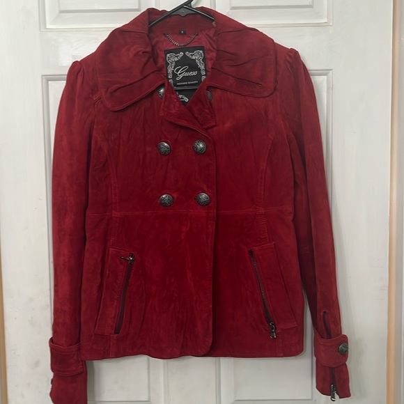 Vintage Guess suede jacket with oversized collar sz S - Picture 1 of 11